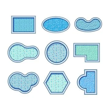 Top view pool set cartoon vector illustration Ilustração Stock
