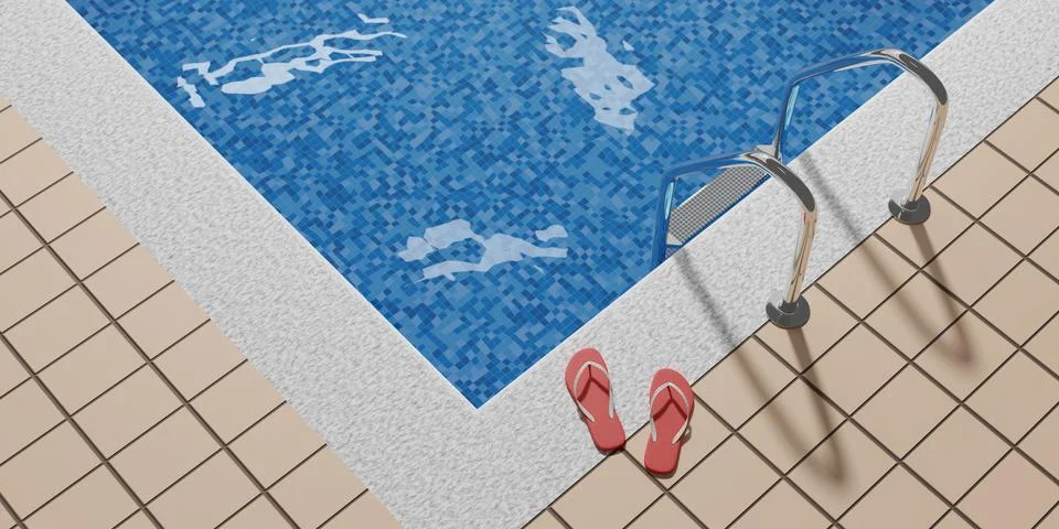 Top view of pool. Summer concept. 3d illustration. Stock Illustration