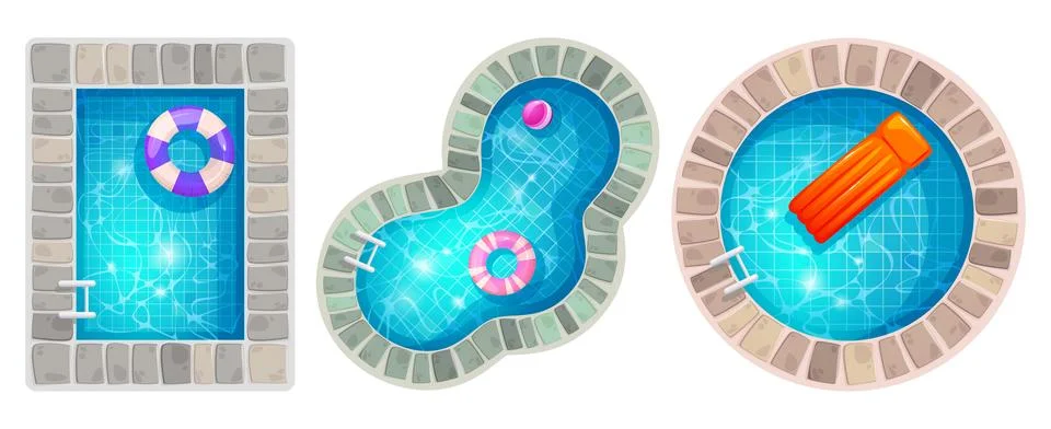 Top view on pools of different shapes Stock Illustration