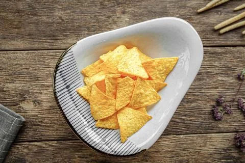 Top view on portion of nachos chips snack Foto stock