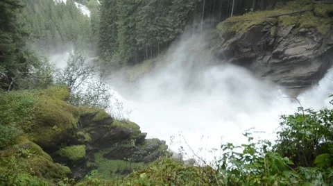 Top  view of powerful Krimml waterfall Stock Footage 8666050