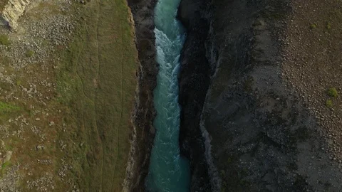 Top view of powerful waterfall Gullfoss, famous Golden circle, Iceland Stock Footage 120472836