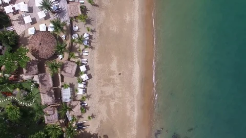 Top View of Praia do Curral (Curral Beach) in Ilhabela, Sao Paulo, Brazil Stock Footage 70916893