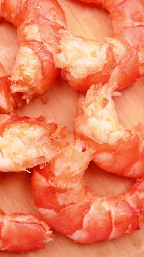 Top view prawns rotating at vertical composition Stock Footage 256374258