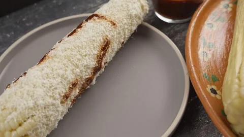 Top view of a prepared mexican corn, Typical food of Mexican Stock Footage 280316899