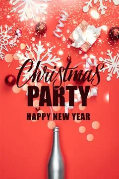 Top view present champagne bottle Stock Photos