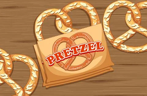 Top view of pretzel breads on the table Illustrazione stock