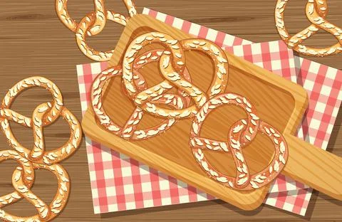 Top view of pretzel breads on the table Illustrazione stock