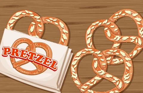 Top view of pretzel breads on the table Stock Illustration