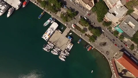 Top view of the prichal.Yahty. Stock Footage 69848335