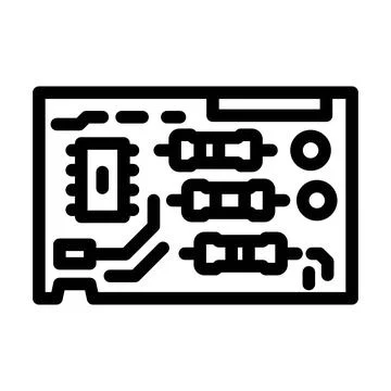 Top view printed circuit board pcb line icon vector illustration Stock Illustration