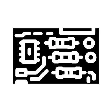 Top view printed circuit board pcb glyph icon vector illustration Stock Illustration