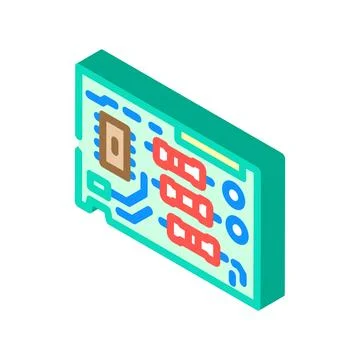 Top view printed circuit board pcb isometric icon vector illustration Stock Illustration