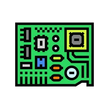 Top view printed circuit board pcb color icon vector illustration Stock Illustration
