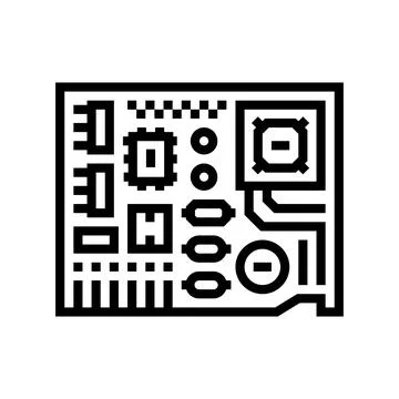 Top view printed circuit board pcb line icon vector illustration Stock Illustration