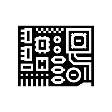 Top view printed circuit board pcb glyph icon vector illustration Stock Illustration