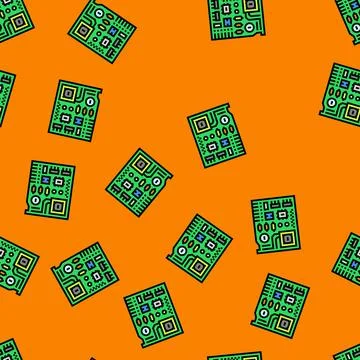 Top view printed circuit board pcb vector seamless pattern Stock Illustration