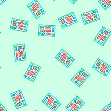 Top view printed circuit board pcb vector seamless pattern Stock Illustration