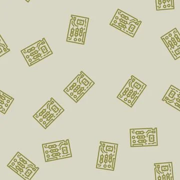Top view printed circuit board pcb line vector seamless pattern Stock Illustration