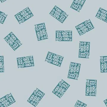 Top view printed circuit board pcb glyph vector seamless pattern Stock Illustration