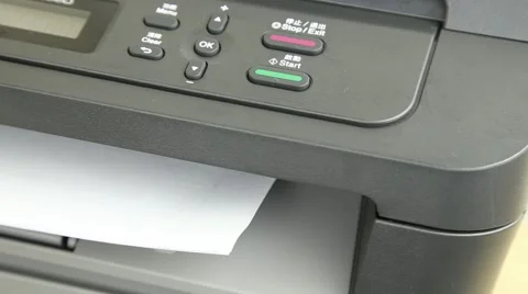 Top view of printer printing multiple pages Stock Footage 45305569