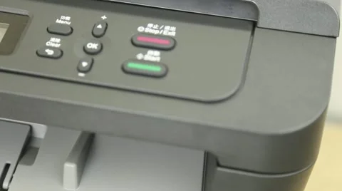 Top view of printer printing one page Stock Footage 45305564