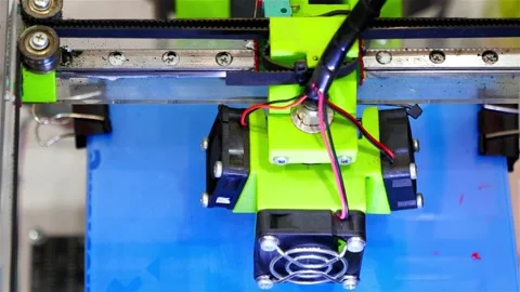 Top view of printing on a 3D printer Stock Footage 159742353