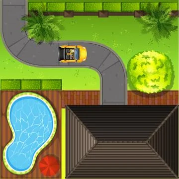 Top view of  private house 스톡 일러스트