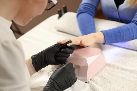 Top view of a professional manicure process Foto stock