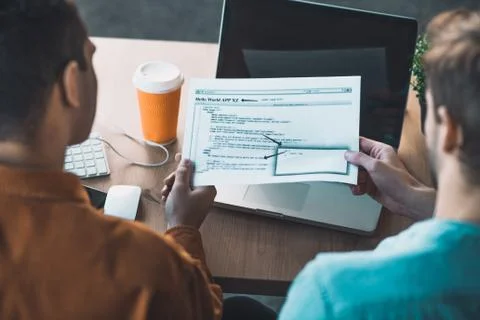 Top view of programmers being at work Stock Photos