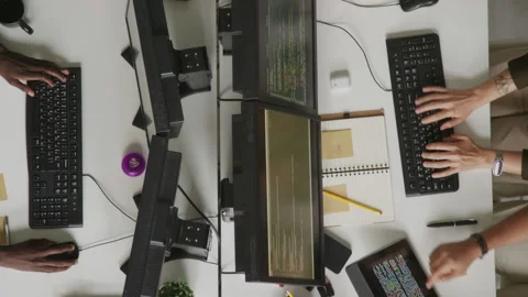 Top View of Programmers Hands Writing Codes Stock Footage 255780967