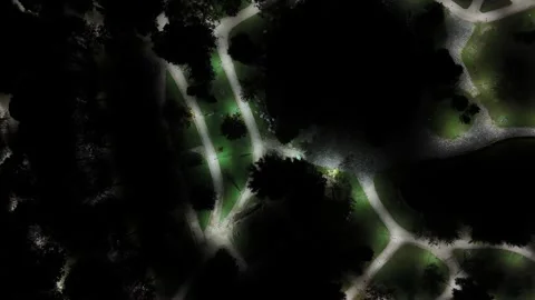 Top view of a public park and illuminated natural park Stock Footage 290167461