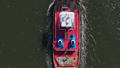 Top view of Pushboat at port of Mobile in Alabama Stock Footage 292756405