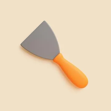 Top View of Putty Knife with Orange Handle on Beige Background Stock Illustration