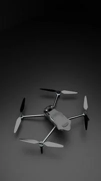 Top view quadcopter drone render isolated on dark background Stock Illustration
