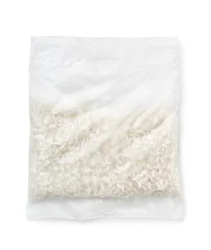 Top view of quick cooking rice bag Stock Photos