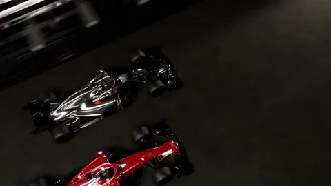 Top view of racing cars on the track 库存影片 332064853