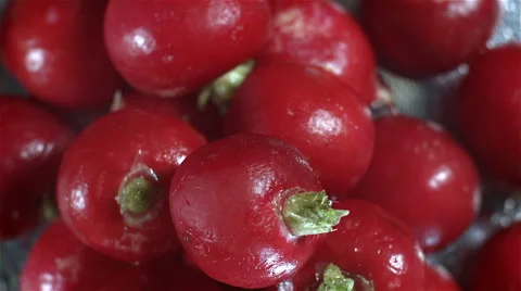 Top view of Radishes rotating Stock Footage 62308748