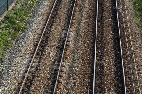 Top view of railroad tracks Stock Photos