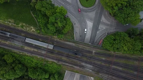Top view of the railway bridge Stock Footage 161042511