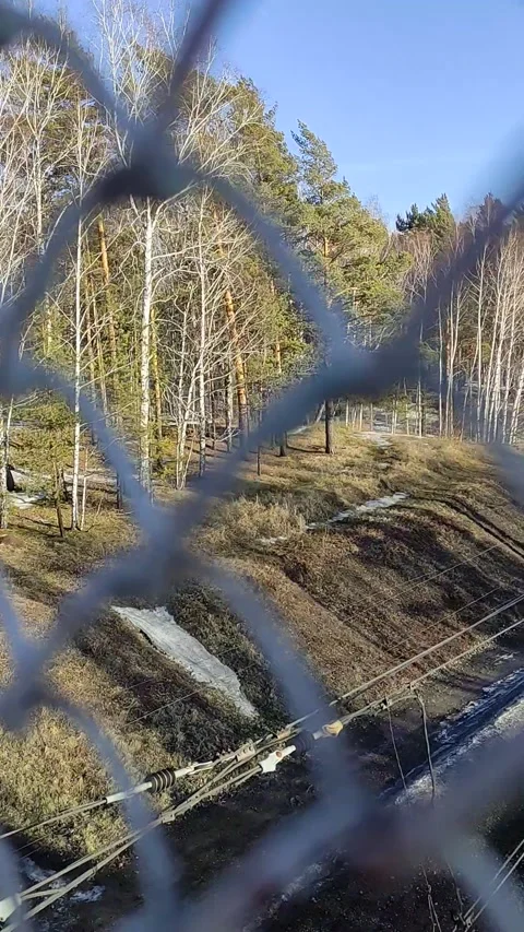 Top view of a railway with a moving train. Stock Footage 271216131