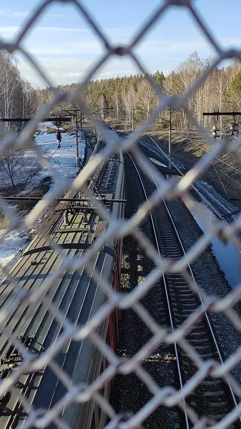Top view of a railway with a moving train. Stock Footage 271216142