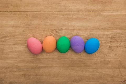 Top view rainbow painted easter Stock Photos