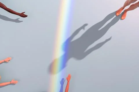 Top view of the rainbow prism reflection inside of the plastic toys Fotos de archivo