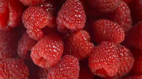 Top view of Raspberries rotating Stock Footage 62393313