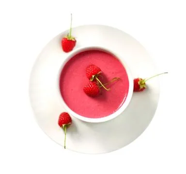 Top view of raspberry dessert with cream cheese Stock Photos