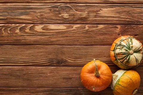 Top view raw small pumpkins Stock Photos