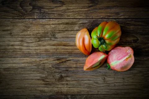 Top view of  raw tomato called ox hearth Stock-Fotos