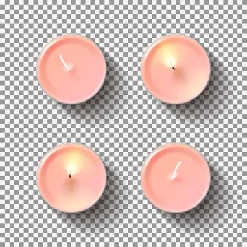 Top view on realistic tea candles Stock Illustration