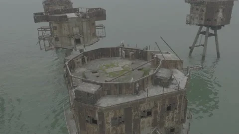 Top View Recording of Red Sands Fort, Daytime, 4K/25F Stock Footage 172069588